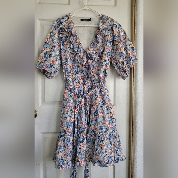 Ralph Lauren Black Label Prairie All Over Floral Print Midi Dress Womans Size 16 - Picture 3 of 10